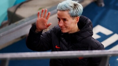 Megan Rapinoe of the U.S. waves after the losing the penalty shootout and being knocked out of the World Cup (REUTERS)