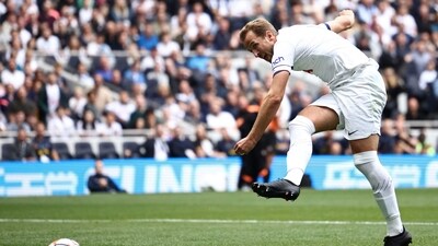 Tottenham Hotspur's English striker Harry Kane shoots to score his third goal during the pre-season friendly football match between Tottenham Hotspur and Shakhtar Donetsk (AFP) Tottenham Hotspur's English striker Harry Kane shoots to score his third goal during the pre-season friendly football match between Tottenham Hotspur and Shakhtar Donetsk (AFP)