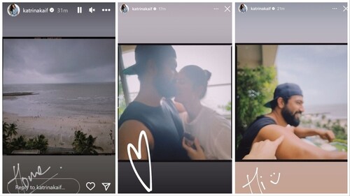 Katrina Kaif shared three pictures on her Instagram Stories on Sunday. Katrina Kaif shared three pictures on her Instagram Stories on Sunday.