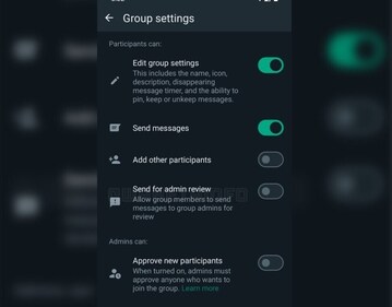 The option will be given inside Group settings (Image courtesy: WABetaInfo) The option will be given inside Group settings (Image courtesy: WABetaInfo)