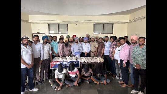 The arrested accused in the police custody on Sunday. (HT photo)