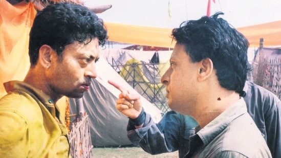 Tigmanshu Dhulia with his friend and actor Irrfan during the shoot of Haansil (2003).