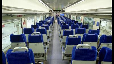 A coach of the Vande Bharat Express, which plies between Lucknow and Gorakhpur. (HT Photo) A coach of the Vande Bharat Express, which plies between Lucknow and Gorakhpur. (HT Photo)