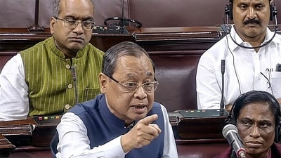 Rajya Sabha MP and former CJI Ranjan Gogoi speaks in the House on The Government of National Capital Territory of Delhi (Amendment) Bill, 2023, during the ongoing Monsoon Session of Parliament, in New Delhi on Monday. (ANI Photo/Sansad TV)
