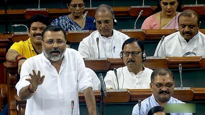 BJP MP Nishikant Dubey in Lok Sabha on Monday. (ANI) BJP MP Nishikant Dubey in Lok Sabha on Monday. (ANI)