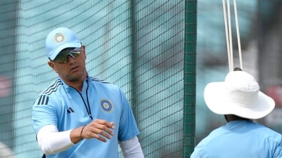 India's head coach Rahul Dravid during a training session at The Oval (AP) India's head coach Rahul Dravid during a training session at The Oval (AP)