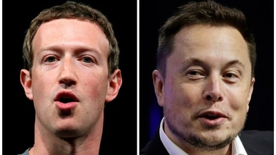This combo of file images shows Facebook CEO Mark Zuckerberg, left, and Tesla and SpaceX CEO Elon Musk. (AP) This combo of file images shows Facebook CEO Mark Zuckerberg, left, and Tesla and SpaceX CEO Elon Musk. (AP)