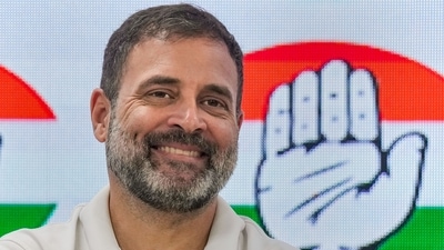 Congress leader Rahul Gandhi at AICC headquarters during a press conference after the Supreme Court stayed his conviction in the 2019 criminal defamation case over his 'Modi surname' remark on Friday, (PTI) Congress leader Rahul Gandhi at AICC headquarters during a press conference after the Supreme Court stayed his conviction in the 2019 criminal defamation case over his 'Modi surname' remark on Friday, (PTI)