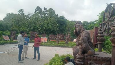 The park features galleries and sculptures that showcase Indian freedom struggle made of scrap material, officials said. (HT Photo)
