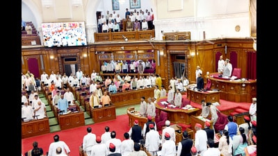 The state assembly’s rule committee chairman Rampal Verma tabled the 156-page draft rulebook in the House on Monday. (HT PHOTO) The state assembly’s rule committee chairman Rampal Verma tabled the 156-page draft rulebook in the House on Monday. (HT PHOTO)