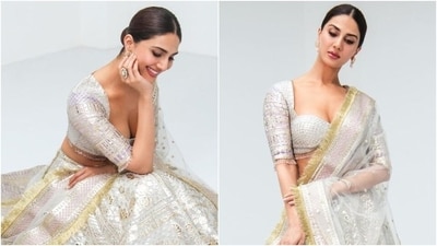 Vaani Kapoor is the picture of elegance in a Falguni Shane Peacock lehenga. (Instagram) Vaani Kapoor is the picture of elegance in a Falguni Shane Peacock lehenga. (Instagram)