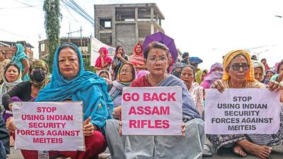 Women stage a protest against the ongoing violence in Manipur (ANI) Women stage a protest against the ongoing violence in Manipur (ANI)