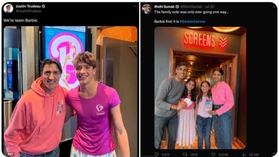 Controversial influencer Andrew Tate shares his take on world leaders such as UK PM Rishi Sunak and Canadian PM Justin Trudeau watching Barbie. (Twitter/Cobratate)