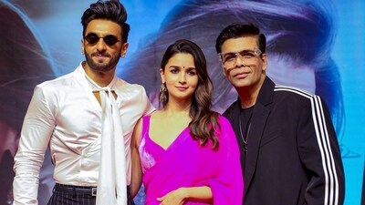 Alia Bhatt and Ranveer Singh with Karan Johar during a press conference of Rocky Aur Rani Kii Prem Kahaani. (PTI Photo) (PTI) Alia Bhatt and Ranveer Singh with Karan Johar during a press conference of Rocky Aur Rani Kii Prem Kahaani. (PTI Photo) (PTI)