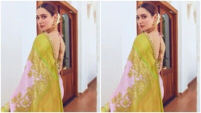 Tamannaah further accessorised her look for the day in an oxidised golden necklace and traditional jhumkas from the house of Khazana Jewellery.&nbsp; (Instagram/@tamannaahspeaks)