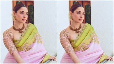 Tamannaah posed and smiled for the cameras like a diva for the indoor photoshoot. The actor captioned her pictures with three pink flower emoticons.&nbsp; (Instagram/@tamannaahspeaks)
