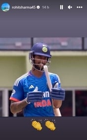 Rohit Sharma's Instagram story on Tilak Varma Rohit Sharma's Instagram story on Tilak Varma