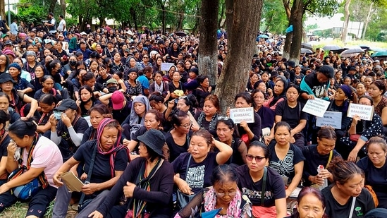 Protest in Manipur's Churachandpur over crimes against women (PTI)