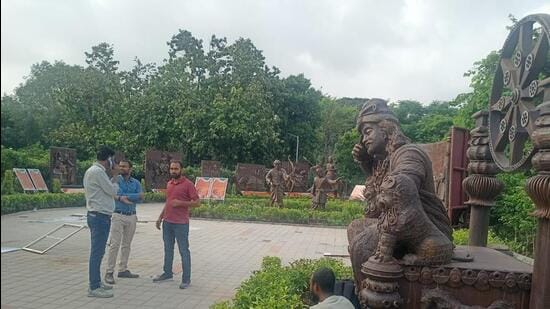 The park features galleries and sculptures that showcase Indian freedom struggle made of scrap material, officials said. (HT Photo)