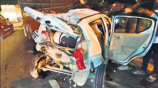 There were four people in the car when the accident took place. (HT Photo)