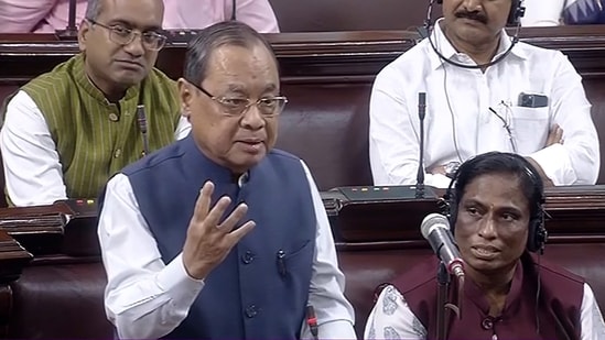 Nominated member Ranjan Gogoi speaks in the Rajya Sabha during the Monsoon session of Parliament, in New Delhi, Monday, Aug. 7, 2023. (PTI)