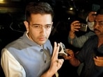 AAP MP Raghav Chadha speaks to the media after Rajya Sabha passes Delhi Services Bill, 2023 in New Delhi on Monday. (ANIPhoto)