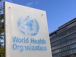 The World Health Organisation (WHO) logo is seen near its headquarters in Geneva, Switzerland.