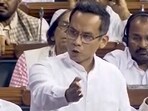 Deputy Leader of Congress in the Lok Sabha Gaurav Gogoi speaks during a debate on no-confidence motion, during the Monsoon session of Parliament in New Delhi on Tuesday, 