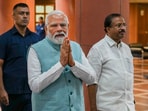 Prime Minister Narendra Modi with Union MoS for Parliamentary Affairs V. Muraleedharan arrives for the BJP Parliamentary party meeting, in New Delhi, Tuesday.