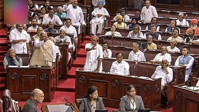 Opposition MPs during the discussion on The Government of National Capital Territory of Delhi (Amendment) Bill, 2023 in Rajya Sabha during the Monsoon Session of Parliament. (ANI) Opposition MPs during the discussion on The Government of National Capital Territory of Delhi (Amendment) Bill, 2023 in Rajya Sabha during the Monsoon Session of Parliament. (ANI)