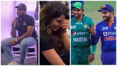 Rohit was asked to name the toughest bowler of Babar Azam's Pakistan side (Twitter screengrab-Getty Images)