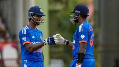 India lost both their openers early but Suryakumar and Tilak Varma's 87-run stand off just 51 balls practically won the game for the visitors. (AP) India lost both their openers early but Suryakumar and Tilak Varma's 87-run stand off just 51 balls practically won the game for the visitors. (AP)