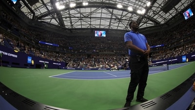 A member of the US Open security team stands at Arthur Ashe stadium during tournament action  at the USTA Billie Jean King National Tennis Center (REUTERS)
