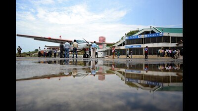 The Shimla airport operates two flights a day. (HT Photo) The Shimla airport operates two flights a day. (HT Photo)