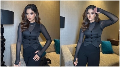 Harnaaz Sandhu's all-black ensemble is a 'game changer.' Pics inside (Instagram/@harnaazsandhu_03) Harnaaz Sandhu's all-black ensemble is a 'game changer.' Pics inside (Instagram/@harnaazsandhu_03)