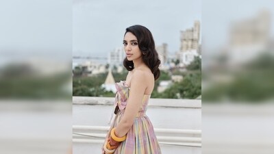 Sobhita Dhulipala's dress features a plunging neckline with a dramatic bow placed in the centre. (Instagram/@sobhitad) Sobhita Dhulipala's dress features a plunging neckline with a dramatic bow placed in the centre. (Instagram/@sobhitad)