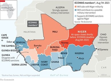 ECOWAS members (The Economist) ECOWAS members (The Economist)