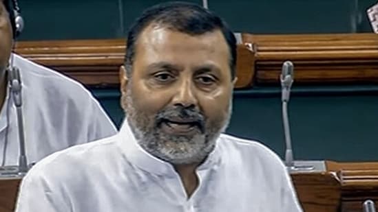 Bharatiya Janata Party MP Nishikant Dubey speaks in the Lok Sabha. (ANI File)