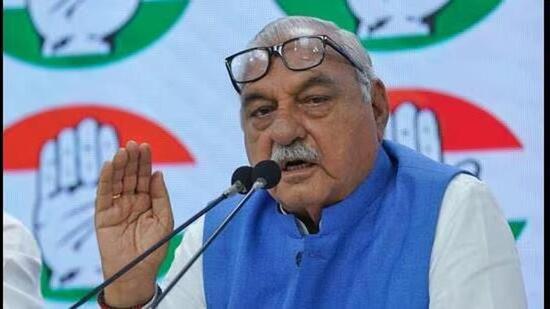Former Haryana CM Bhupinder Hooda said the CET has become a tool to harass job-seeking youth. (HT File)