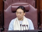 Rajya Sabha MP Phangnon Konyak presides over the house during the Monsoon session of Parliament. 