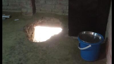 . The tunnel dug by the thieves to the house in Udaipur village of Lucknow’s Nigohan. (Sourced) . The tunnel dug by the thieves to the house in Udaipur village of Lucknow’s Nigohan. (Sourced)
