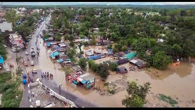 A view of houses submerged in floodwater. (ANI File) A view of houses submerged in floodwater. (ANI File)
