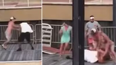 The battle began after a group of boaters attacked a Montgomery Riverfront dock worker, according to witnesses (@_dreadadon/X) The battle began after a group of boaters attacked a Montgomery Riverfront dock worker, according to witnesses (@_dreadadon/X)