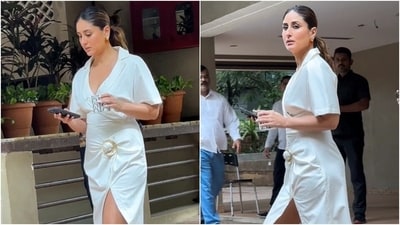 Kareena Kapoor Khan steps out in Mumbai dressed in a thigh-slit midi dress. (Instagram) Kareena Kapoor Khan steps out in Mumbai dressed in a thigh-slit midi dress. (Instagram)