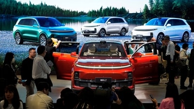 A Li L7 electric SUV by Li Auto is displayed at the Auto Shanghai show, in Shanghai, China, April 18, 2023. (REUTERS)