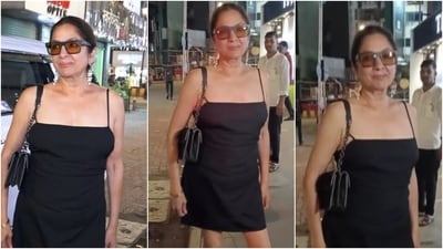 Neena Gupta wears a mini dress, boots and jhumkas on an outing. (Instagram) Neena Gupta wears a mini dress, boots and jhumkas on an outing. (Instagram)