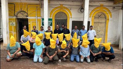 Officers from the Goa Police crime branch after the arrests. (HT Photo)