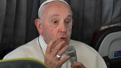 Pope Francis on Artificial Intelligence: Pope Francis attends a press conference in Lisbon. (Reuters)