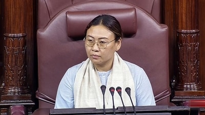 Rajya Sabha MP Phangnon Konyak presides over the house during the Monsoon session of Parliament. (PTI) Rajya Sabha MP Phangnon Konyak presides over the house during the Monsoon session of Parliament. (PTI)