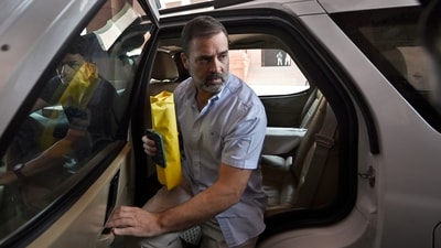 Rahul Gandhi returned to Parliament on Monday after his membership was reinstated. (Hindustan Times) Rahul Gandhi returned to Parliament on Monday after his membership was reinstated. (Hindustan Times)